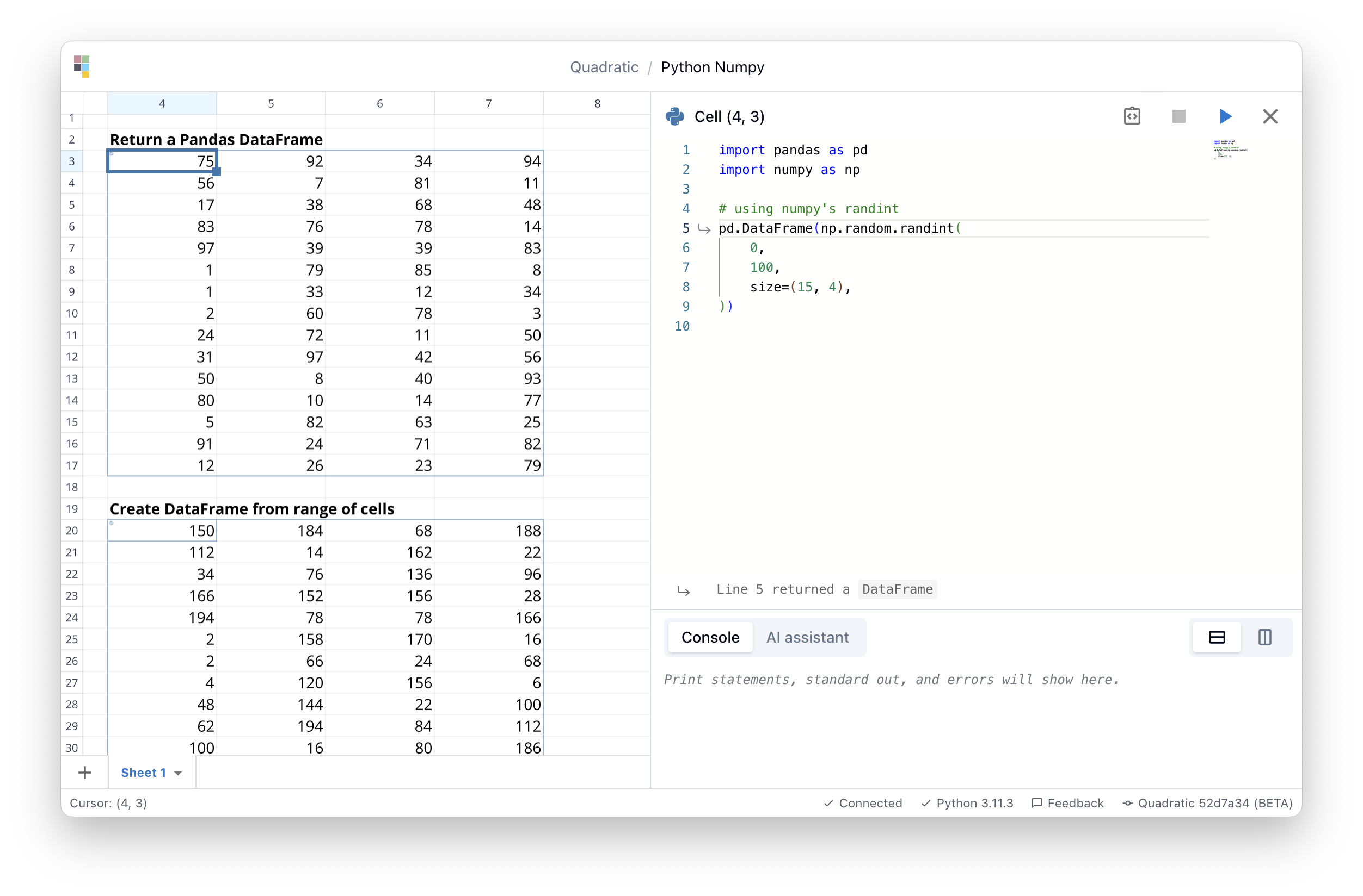 Screenshot of Quadratic